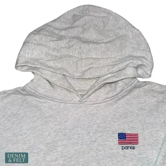 PARKE American Flag Cozy Hoodie Oversized Coastal Americana Lounge Pullover - Picture 6 of 12